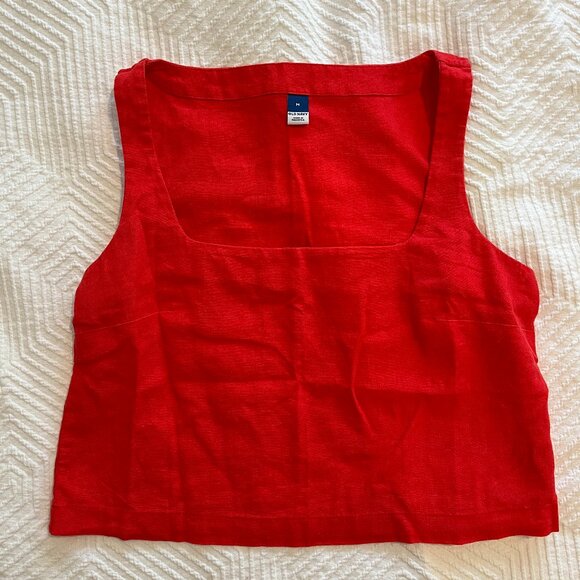 Old Navy Linen-Blend Boxy Top Square Neck Size M - Picture 1 of 3